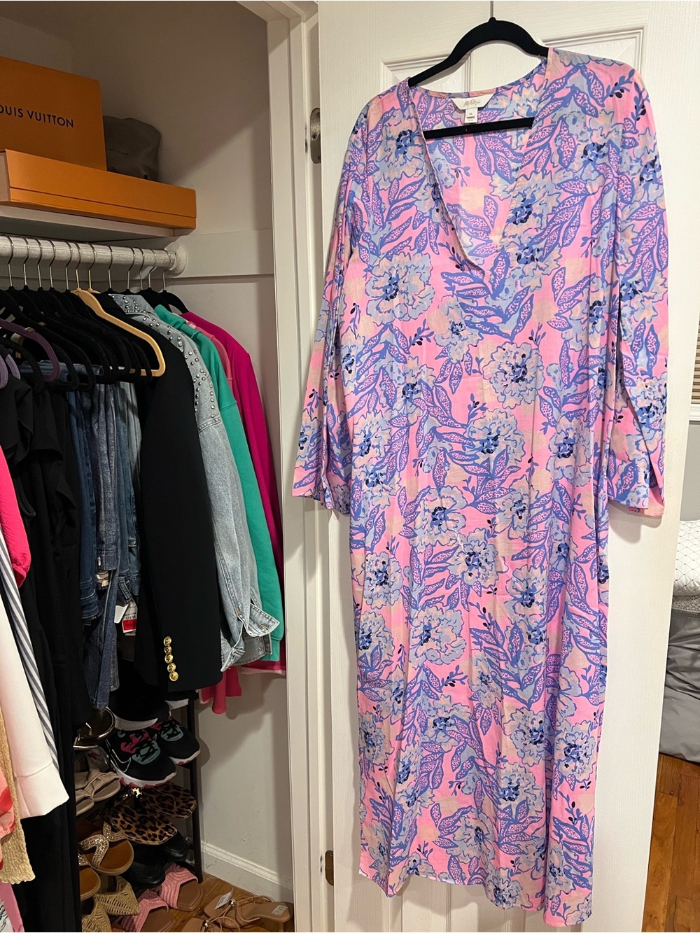 Lilly Pulitzer Pink and Purple Floral One-Piece Swimsuit with Matching Cover-Up - Picture 7 of 10